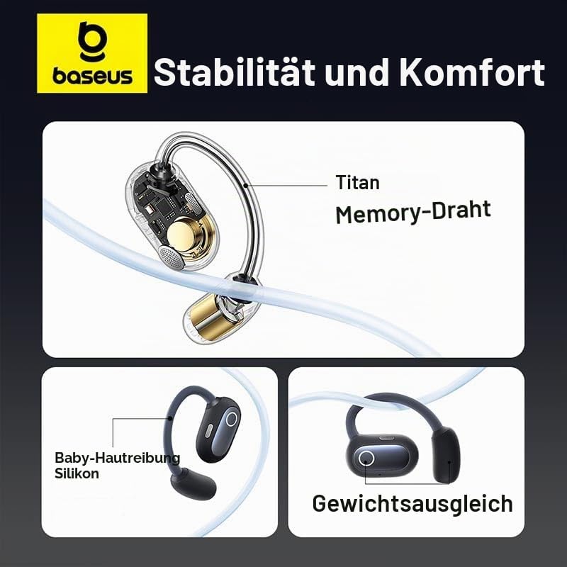 Baseus Eli Sport 1 Open-Ear TWS Auriculares Inalámbricos Abiertos Con Escuche de Carga Negros