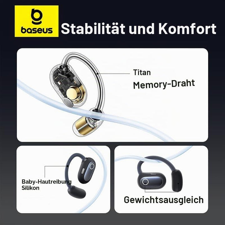 Baseus Eli Sport 1 Open-Ear TWS Auriculares Inalámbricos Abiertos Con Escuche de Carga Negros