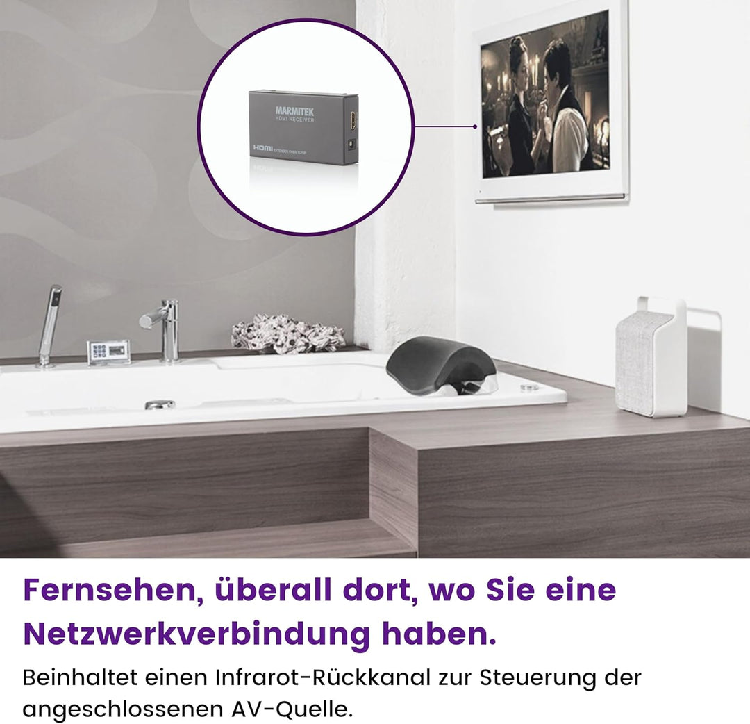 HDMI Extender LAN - Marmitek MegaView 91 - über 1 CAT 5e/6 Kabel oder Netzwerk (IP/LAN) - Full HD -