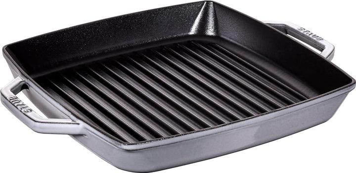 Staub 40511-684-0 Grillpfanne, rechteckige mit zwei Griffen, 28 cm, Gusseisen, grau Grau 39 x 32,5 x