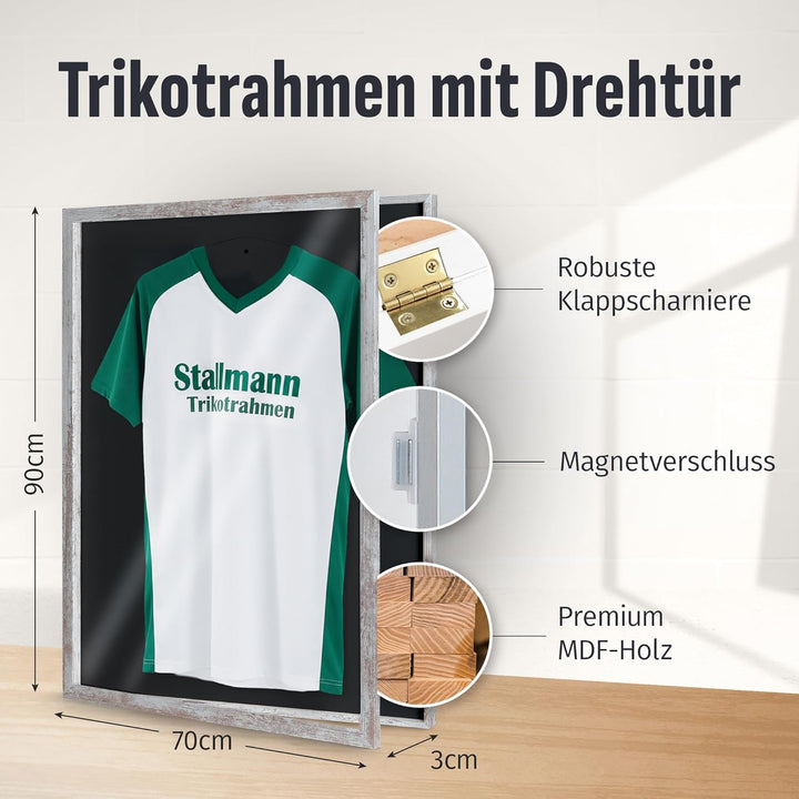 Stallmann Design Trikotrahmen 'Easy Click & Fill' mit Tür | Rahmen-Farbe: Vintage | Hintergrund: Sch