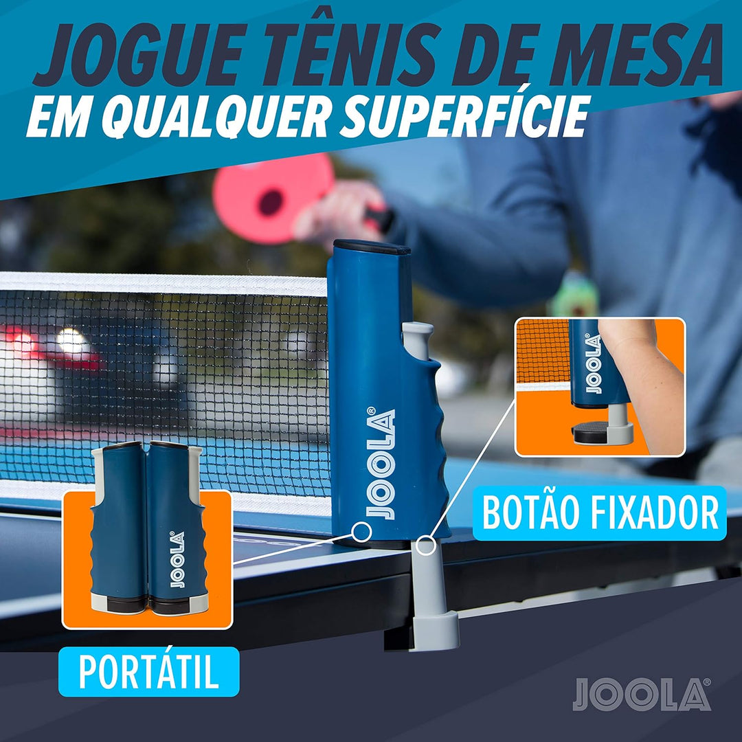 JOOLA ausziehbares tragbares Tischtennisnetz CONNECT, Set (verstellbare Länge), blau, wahlweise Schl