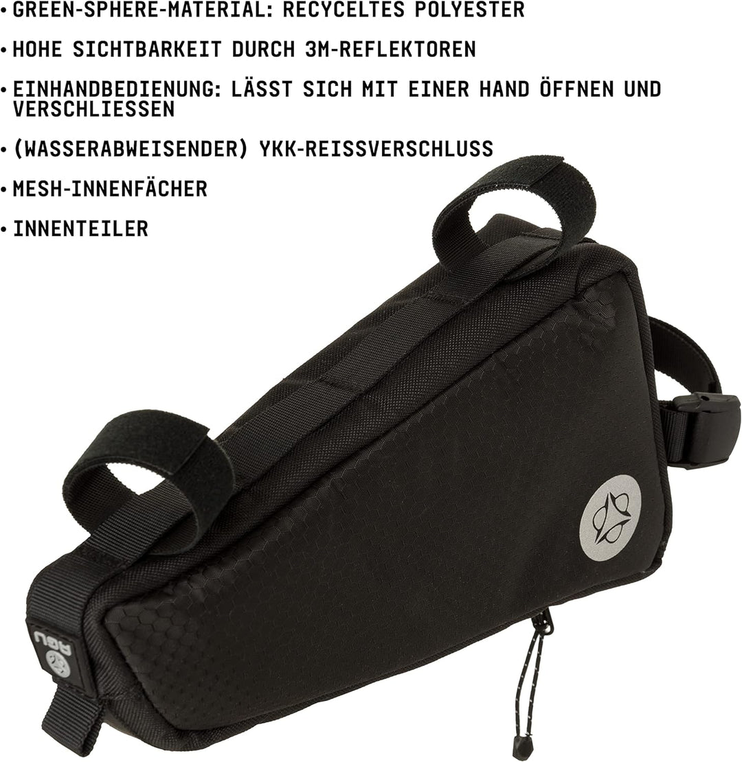 AGU Top-Tube Fahrrad Rahmentasche, 0,7L Rahmentasche Fahrrad Wasserabweisend, Reflektierend, Einfach