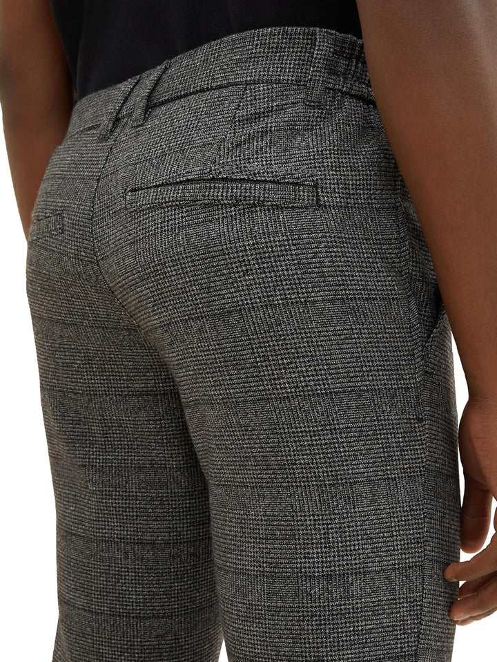 TOM TAILOR Herren Regular Fit Chino Hose mit Bügelfalte 30W / 32L 34046 - Grey Black Grindle Check,