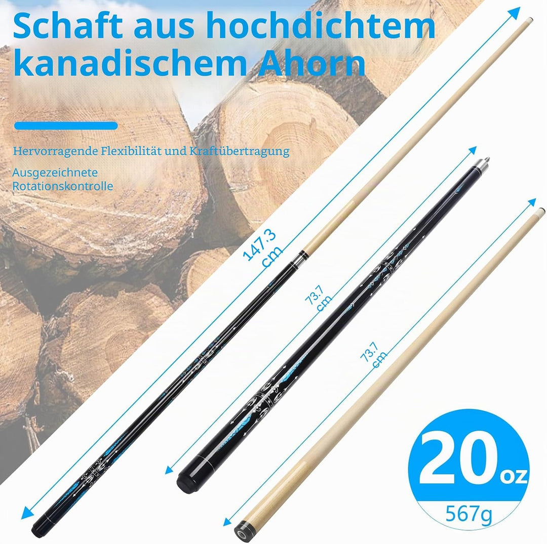 Billard Queue, 58 Zoll Maple Pool Queue Stick 13mm Spitzen für Professionelle Billardspieler, 18 19