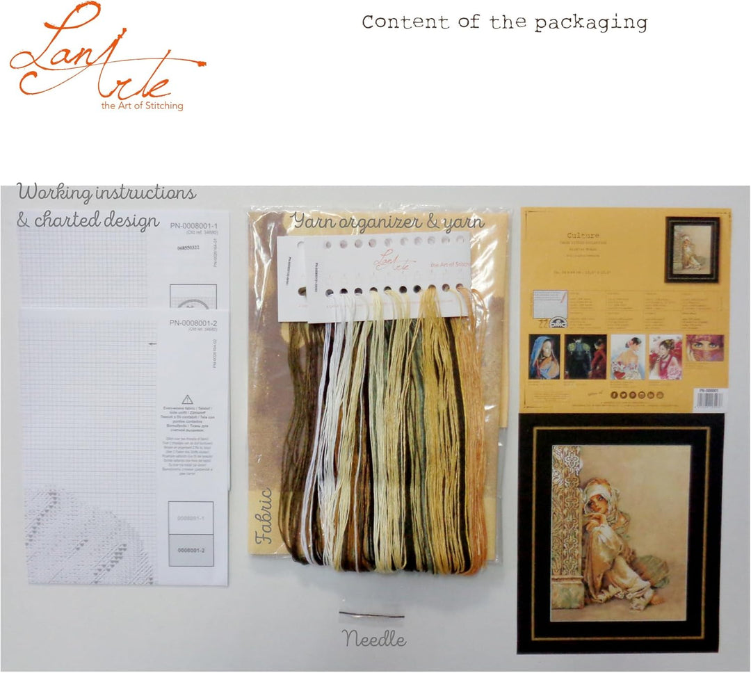 Lanarte Zählmusterpackung Arabische Frau Kreuzstichpackung, Baumwolle, Mehrfarbig, 34 x 44 x 0.3 cm,