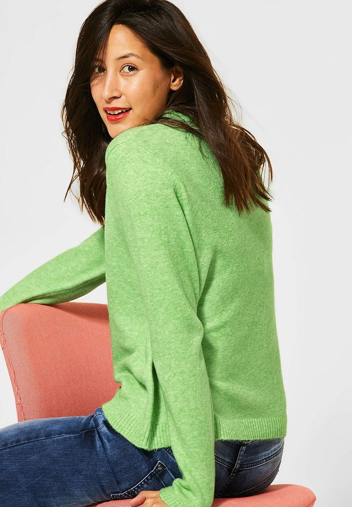 Street One Damen Pullover in Melange-Optik Sunny Lime Melange 42
