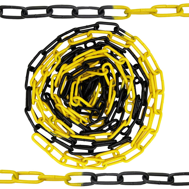 HAFIX® Absperrkette Warnkette Zweifarbige schwarz-gelb Kette 26M. Warnkette 5mm Gliederkette Sicherh
