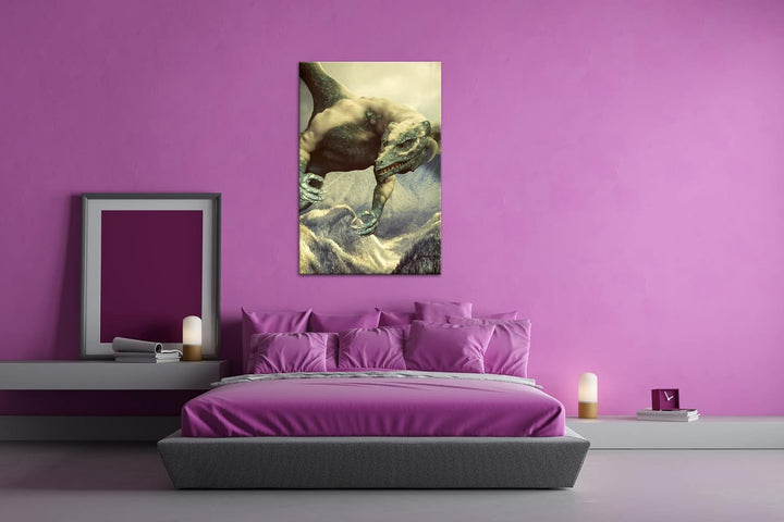 deyoli gigantischer Drache Format: 100x70 als Leinwand, Motiv fertig gerahmt auf Echtholzrahmen, Hoc