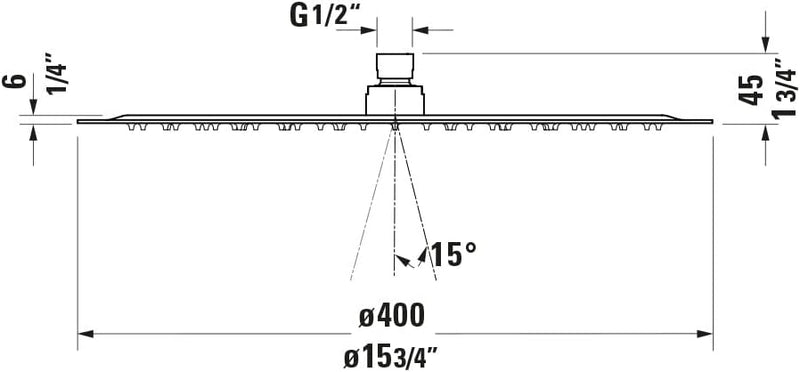 Duravit Universal Duschkopf aus Edelstahl, Duschbrause mit Strahlart Rain, Duscharmatur rund (Ø 400