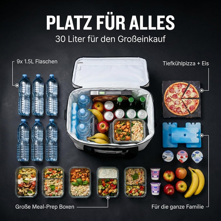 Kühltasche faltbar zum Einkaufen & Picknick - Kühltasche gross Auto als Thermotasche & Picknicktasch