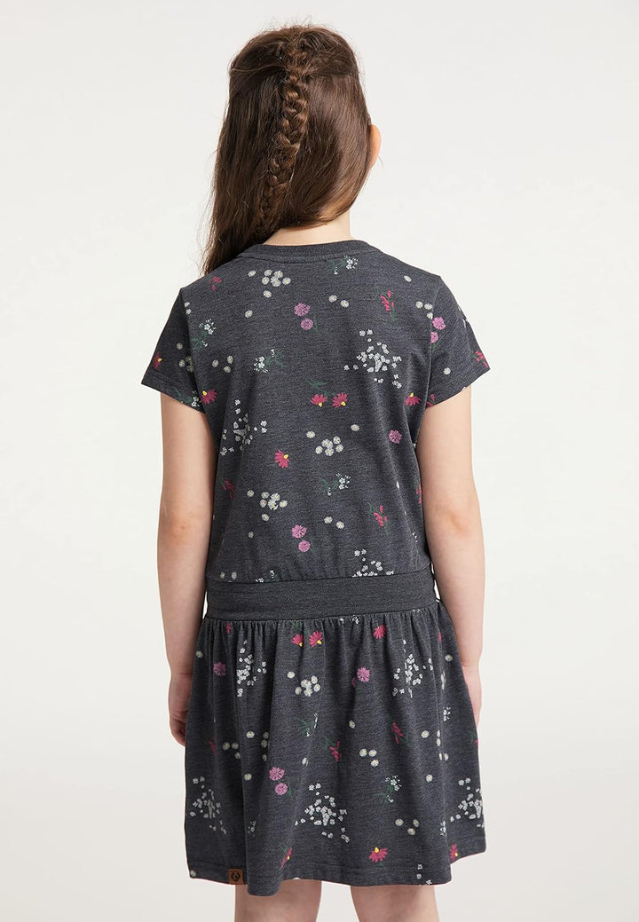 Ragwear Mädchen Kleid MAGY Flowers Kurzarm mit Blumen Print in sommerlichen Farben 140 Navy, 140 Nav