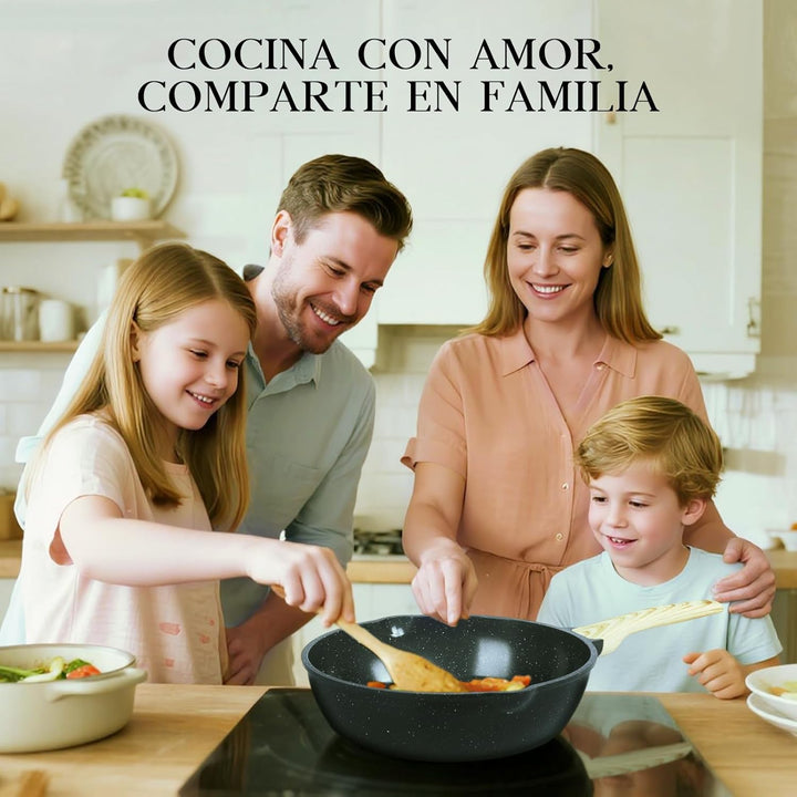 Schmorpfannen Bratpfannem 30cm Hoher Rand, Antihaft Wokpfanne mit Deckel, 5.1L Keramik-Antihaftbesch