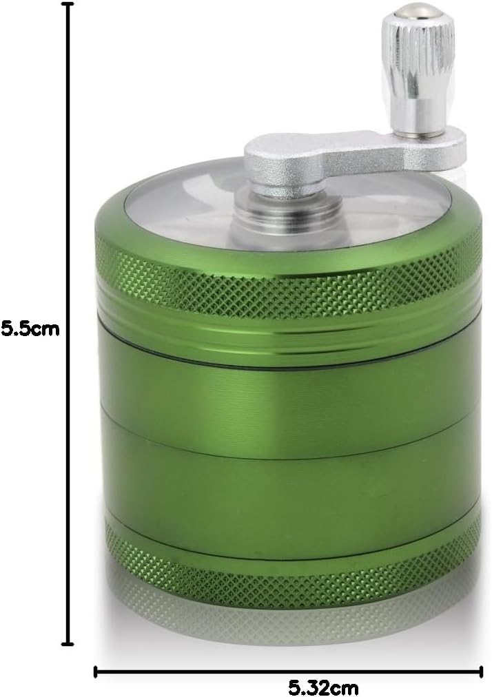 DCOU Handkurbel Premium Mühle unzerbrechlich CNC Aluminium Metall Mahler Schleifer 4 Teile Ø55mm Grü