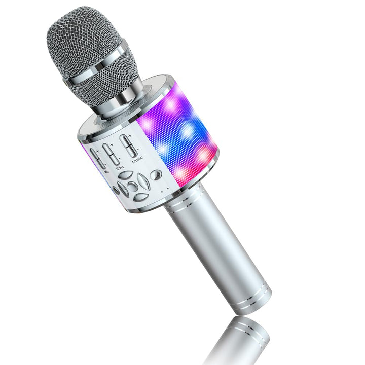 BONAOK Karaoke Mikrofon Bluetooth, 4 in 1 Drahtlos Karaoke Mikrofone, LED Kinder Karaoke Mikrofon La