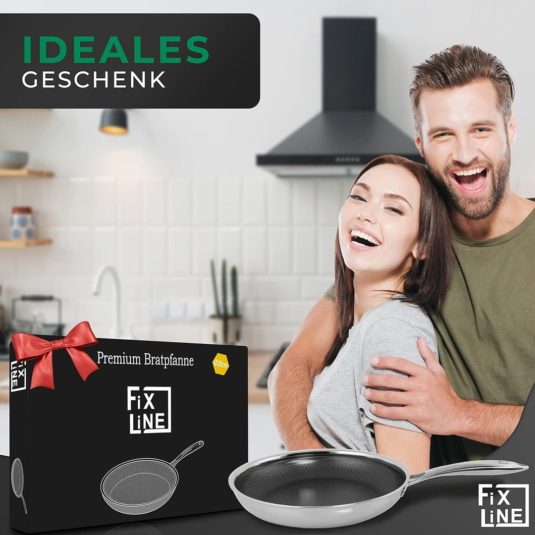 FIXLINE® Premium Bratpfannen Set Ø24 & 20cm - alle Herdarten inkl. Induktion - Kratzfeste Antihaftbe
