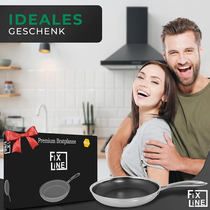 FIXLINE® Premium Bratpfannen Set Ø24 & 20cm - alle Herdarten inkl. Induktion - Kratzfeste Antihaftbe