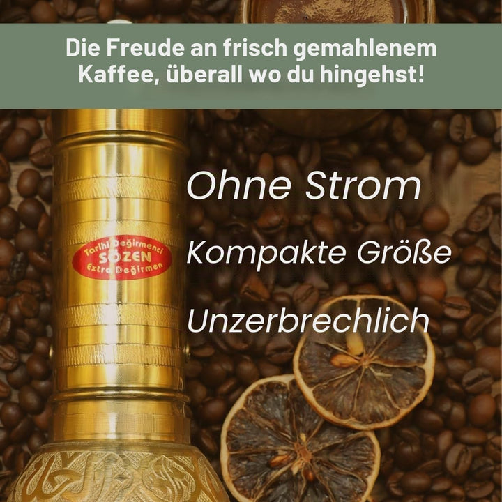 SOZEN 16.3cm Manuelle Kaffeemühle Messing - Handkurbel Burr Mühle für Türkischen Kaffee, Französisch