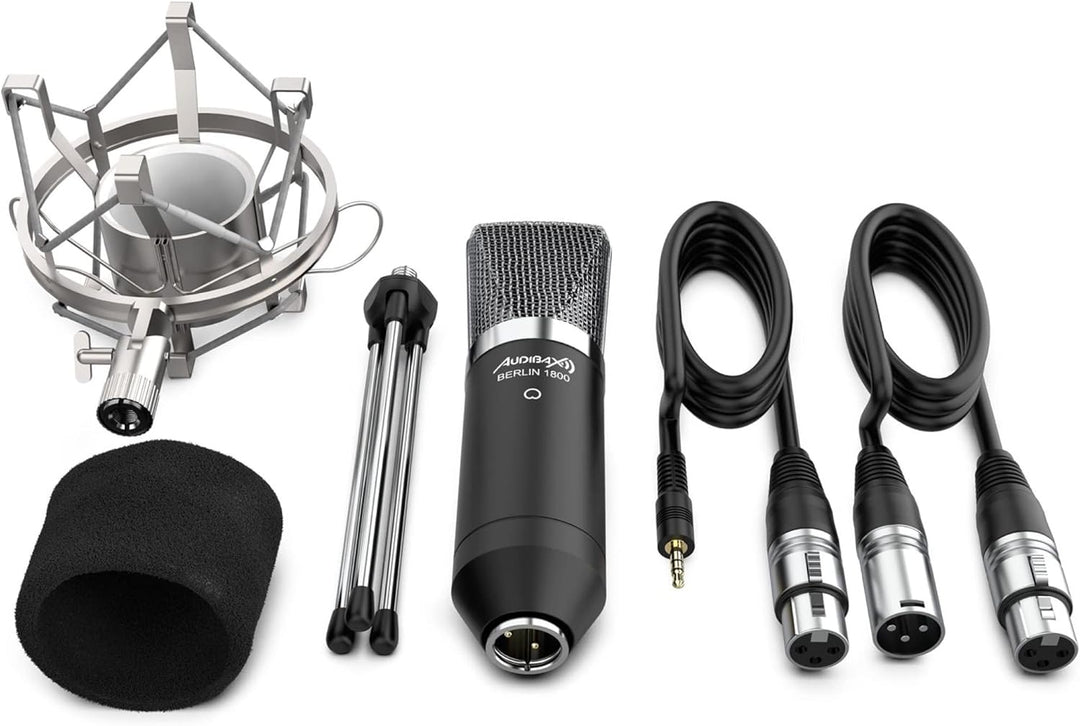 Audibax Berlin 1800 Silver Pack Micrófono Studio Gran Diafragma Silber Mehrfarbig, Silber Mehrfarbig