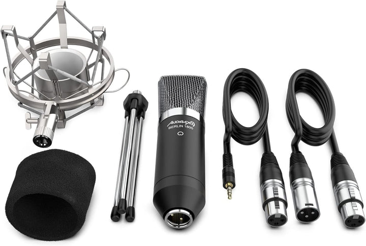 Audibax Berlin 1800 Silver Pack Micrófono Studio Gran Diafragma Silber Mehrfarbig, Silber Mehrfarbig