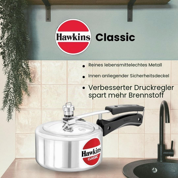 HAWKINS Classic CL15 Schnellkochtopf aus Aluminium, 1,5 l, klein, silberfarben 1.5-Liter Silver, 1.5