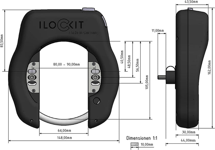 I LOCK IT+ Bluetooth Fahrradschloss mit Alarm | Smart Bike Lock with Alarm | Rahmenschloss per Handy