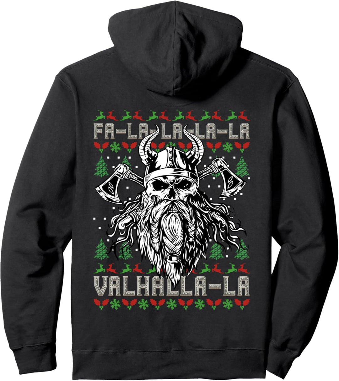 Viking Ugly Christmas – Valhalla Wikinger-Totenkopf (auf der Rückseite) Pullover Hoodie
