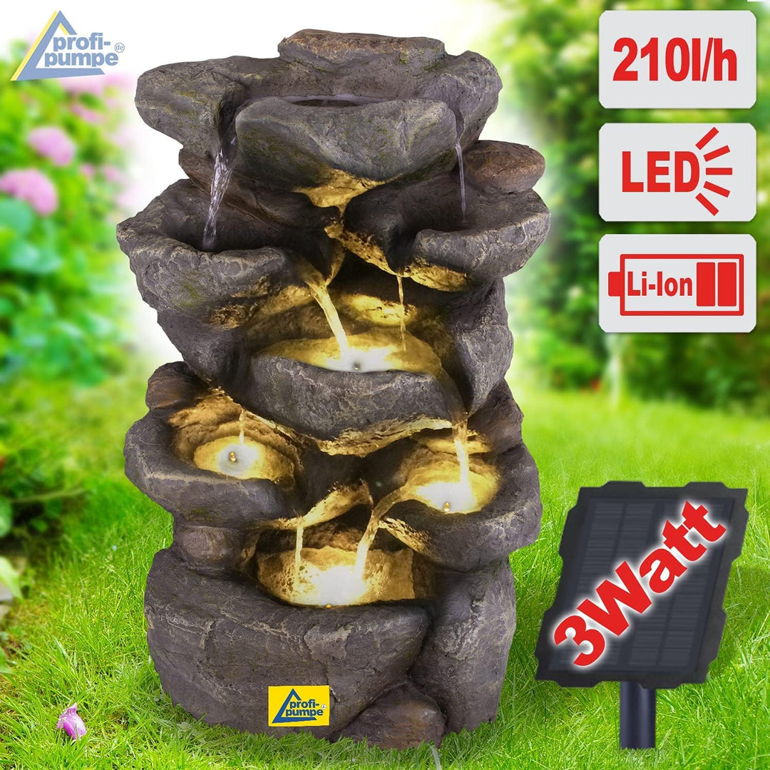 Solar Gartenbrunnen Brunnen Solarbrunnen Zierbrunnen Wasserfall Gartenleuchte Teichpumpe für Terrass