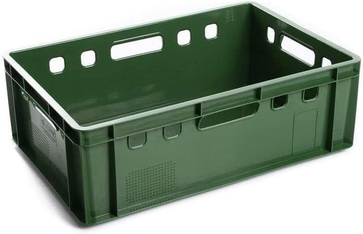 BirnePower Fleischerkiste E2 Schwarz (10 Stück) – Eurokiste 60x40x20 cm Stapelbox, Metzgerkiste HDPE