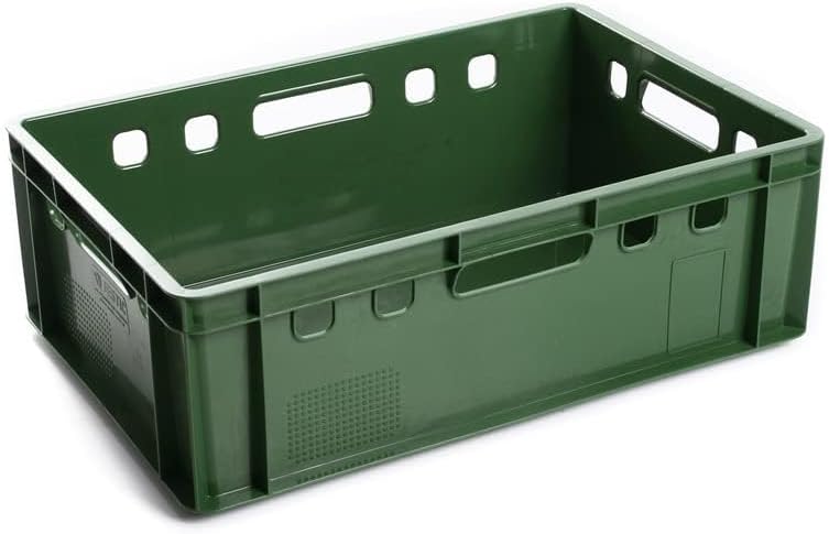 BirnePower Fleischerkiste E2 Schwarz – Eurokiste 60x40x20 cm, Stapelbox 41L, Metzgerkiste HDPE Leben