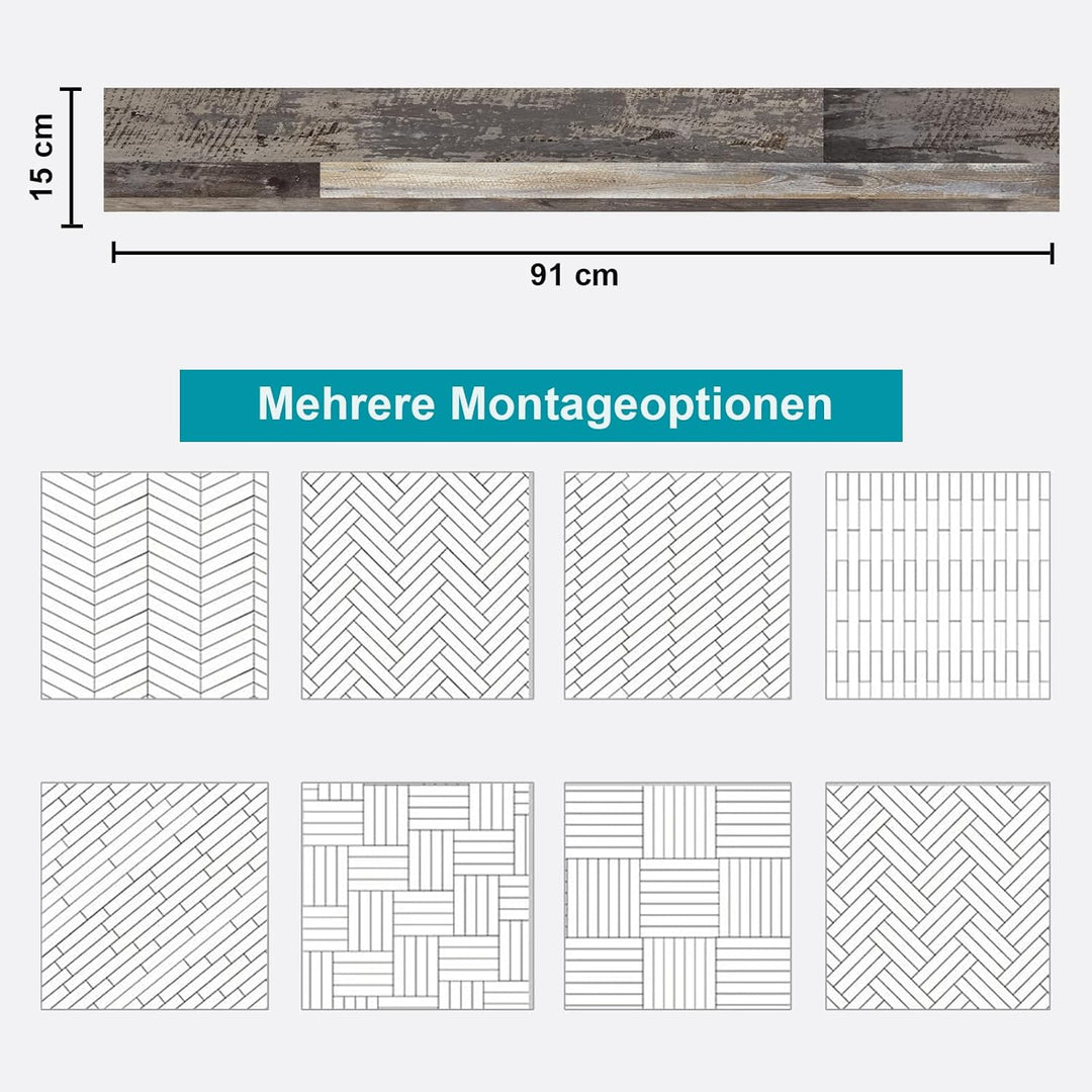 Oxdigi PVC Bodenbelag Selbstklebende 1.6m², Verdickt Holzoptik Vinylboden Bodenfliesen für Eingangst