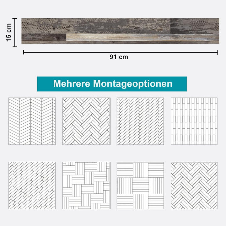 Oxdigi PVC Bodenbelag Selbstklebende 1.6m², Verdickt Holzoptik Vinylboden Bodenfliesen für Eingangst