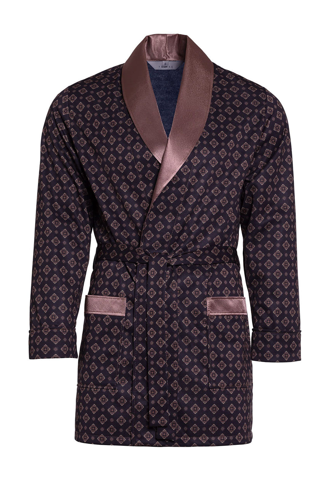 Herren Morgenmantel - Revise Brais RE-503 - Kurz - Dünn und leicht XXL Schwarz / Gold, XXL Schwarz /
