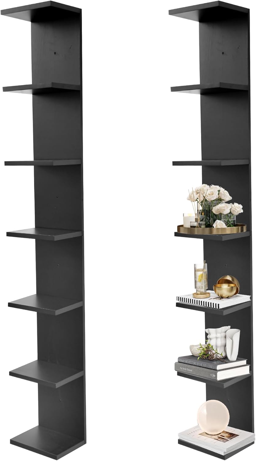 PHOENANCEE 7-stufiges Wandregal, vertikales Regal, Organizer Tall Tower Design dekoratives Wandregal