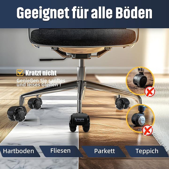 Sytopia Bürostuhl Rollen mit 10mm X 22mm Stift, 5er Set Rollen für 1KEA Bürostühle, Hartbodenrollen
