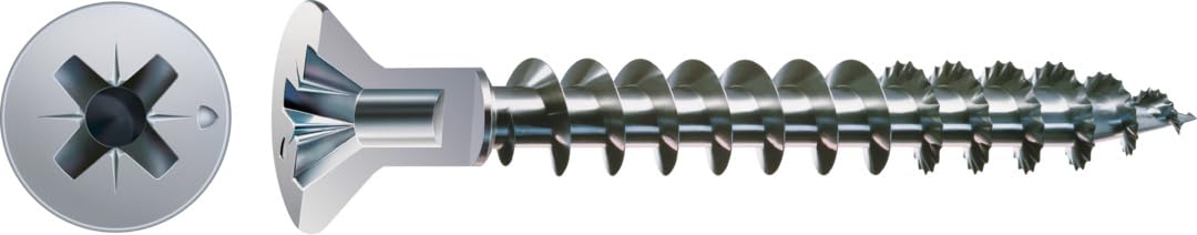 SPAX Universalschraube mit Kopflochbohrung, 4,5 x 80 mm, 200 Stück, Kreuzschlitz Z2, Kleiner Senkkop