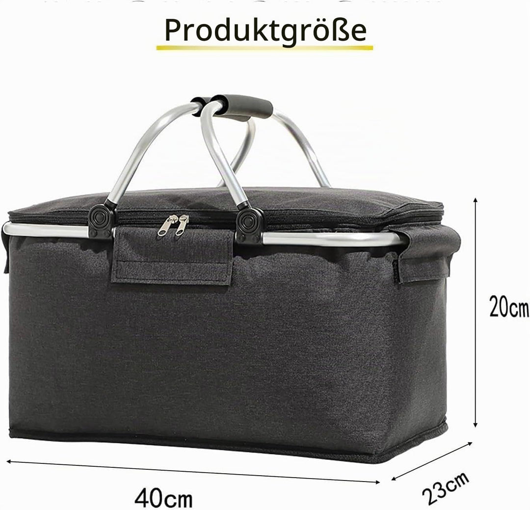 Einkaufskorb Faltbar, Einkaufskorb mit Kühlfunktion, Kühlbox Tragbare mit Gepolsterten Griffen,Therm
