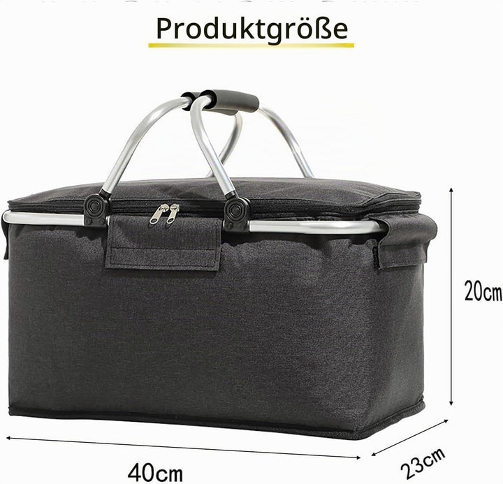 Einkaufskorb Faltbar, Einkaufskorb mit Kühlfunktion, Kühlbox Tragbare mit Gepolsterten Griffen,Therm