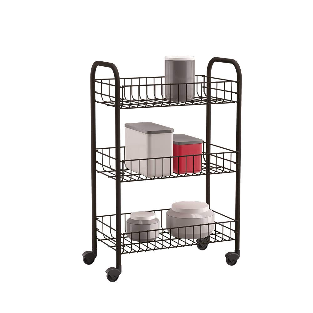 METALTEX Siena Kitchen Trolley, Epoxy Coated Steel, Black, 41 x 23 x 63 cm