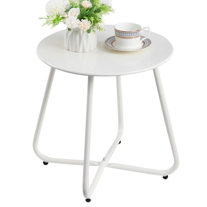 HollyHOME Beistelltisch Outdoor Balkontisch Klein Gartentisch Rund Beistelltisch Metall Wetterfest L