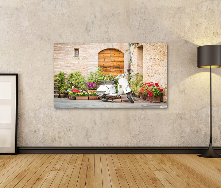 islandburner Bild auf Leinwand Italien Vintage Vespa Pienza Bilder Wandbilder Poster Leinwand 100x57