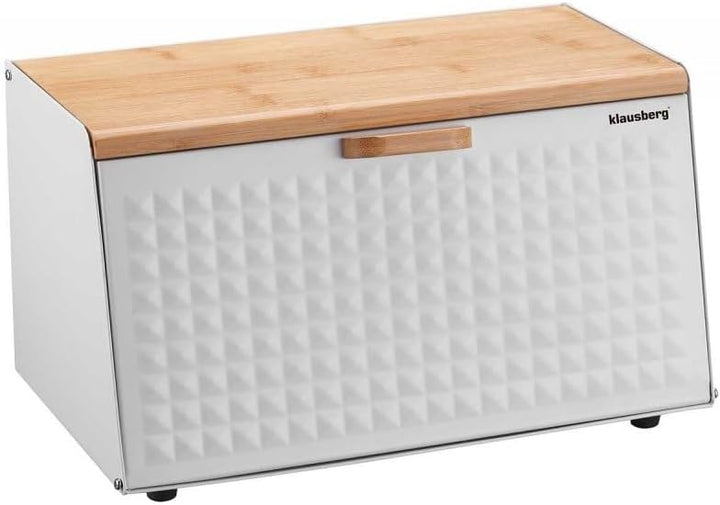 Klausberg Brotbox Brotkasten Brotkiste Holz Edelstahl Brotkorb White, White