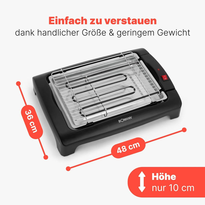 Bomann Elektrogrill 1240 CB N, Barbecue-Tischgrill, Indoor-Outdoor BBQ-Grill, klein, elektrischer Ti