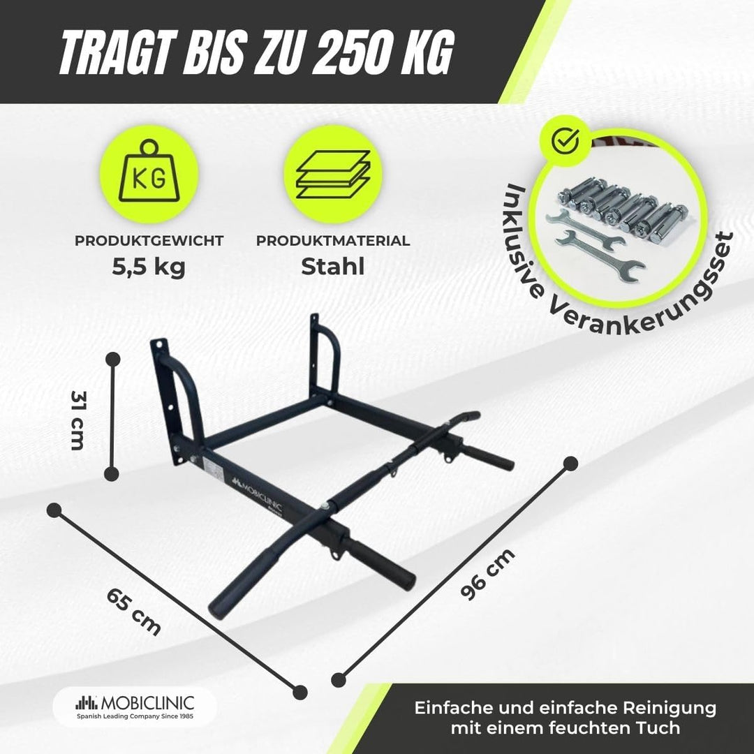 Mobiclinic®, Klimmzugstange, Inklusives befestigungsset, Geeignet für boxsack, Rutschfeste griffe, W