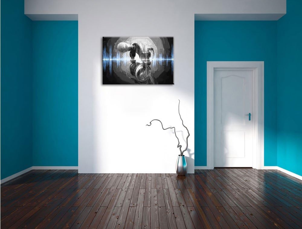 Mikrofon Pinsel Effekt, Format: 100x70 auf Leinwand, XXL riesige Bilder fertig gerahmt mit Keilrahme
