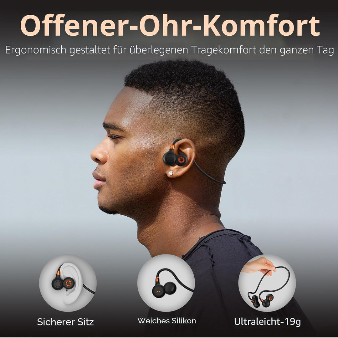 Ortizan Knochenschall Kopfhörer Bluetooth 5.3, Open Ear Bone Conduction Headphones Kabellos, IPX6 wa
