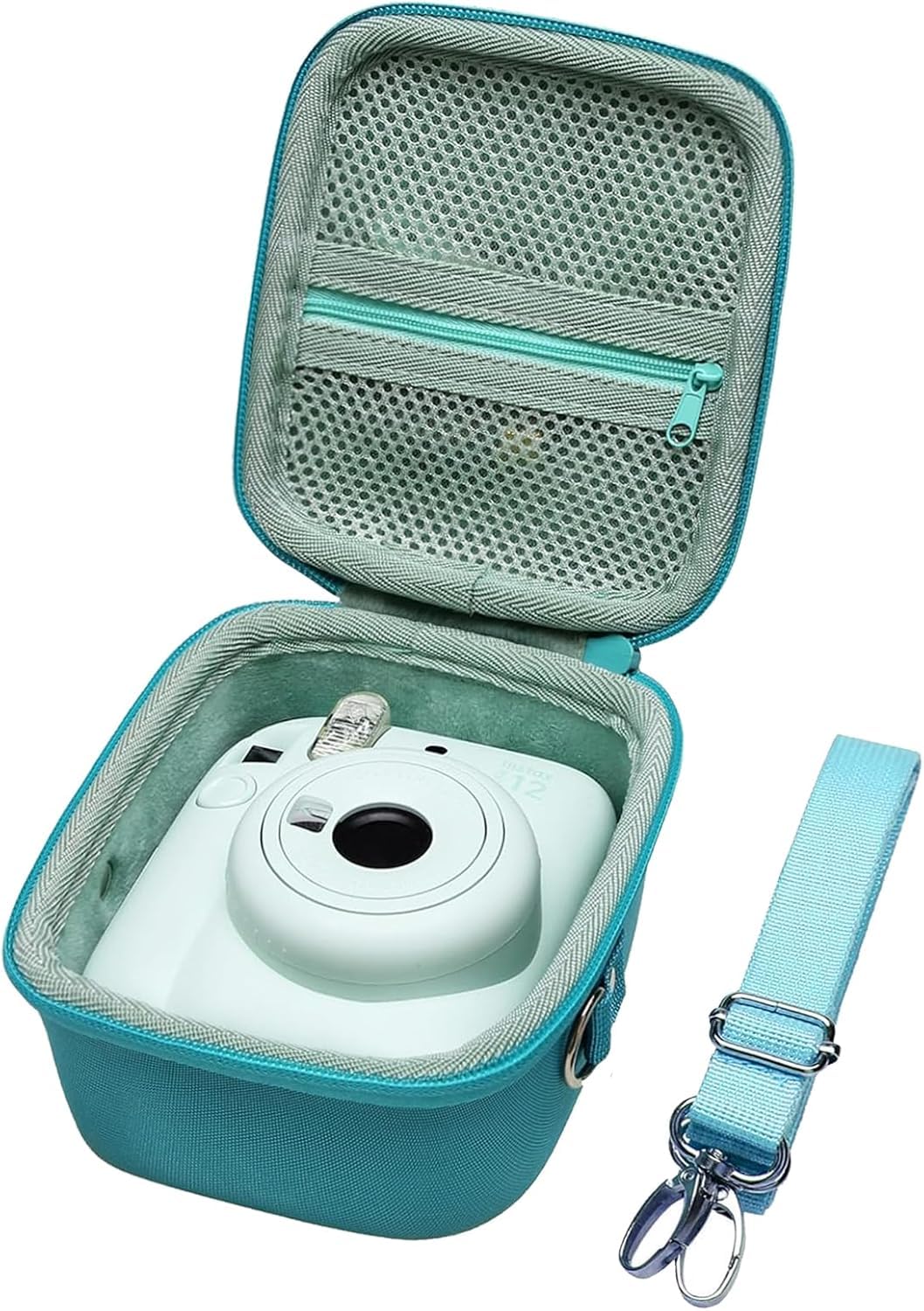 XANAD Mini 12 Tasche für Mini 12 sofortbildkamera mit verstellbarem Rückengurt und Mesh Tasche (grün