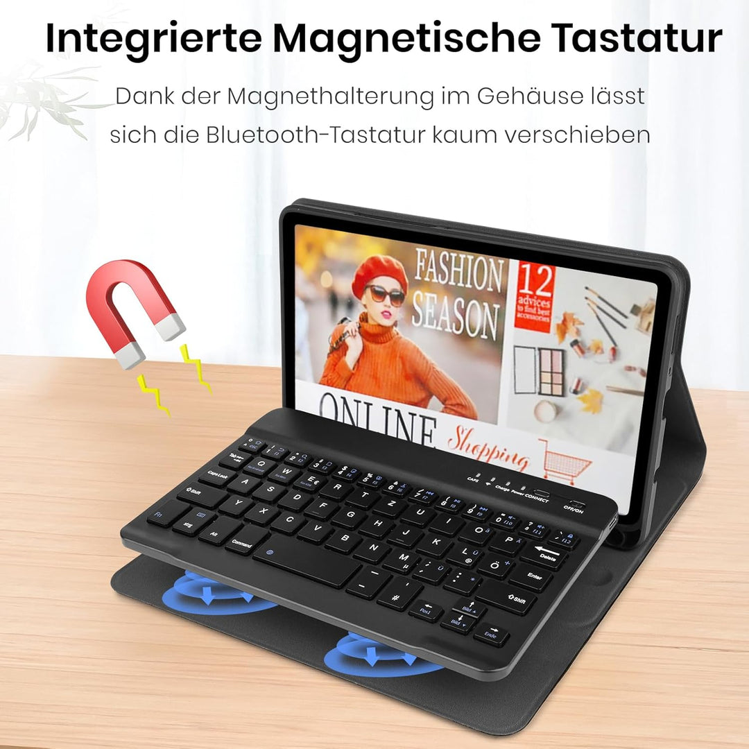 Tastatur für Samsung Galaxy Tab A11 8.7 Zoll 2025, Hülle mit Tastatur für Samsung Galaxy Tab A11/A9,