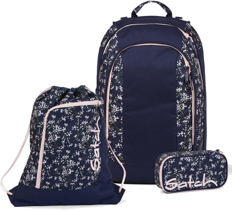 satch Air Schulrucksack Set 3tlg. inkl. Schlamperbox und Sportbeutel Bloomy Breeze, Bloomy Breeze