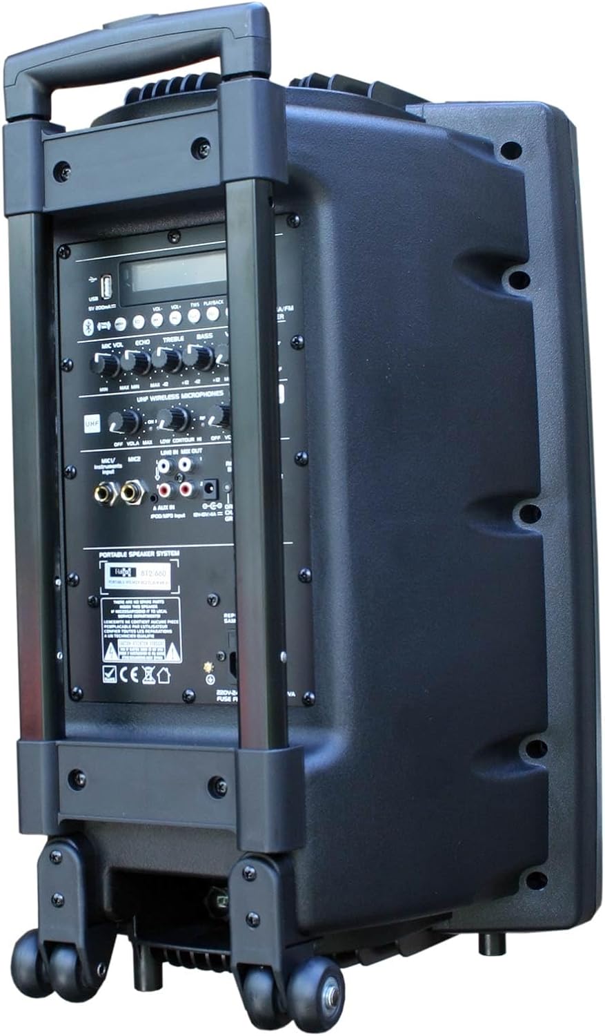 Mobile PA Sound Anlage Akku-MP3-USB-SD inkl. Funkmikrofone 700W Soundsystem E-Lektron EL30-M Bluetoo